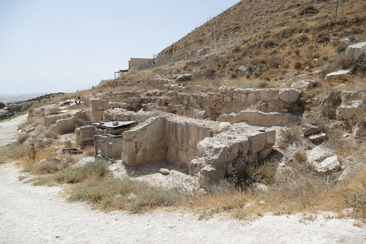 Excavated palace remains on the slope of Herodium