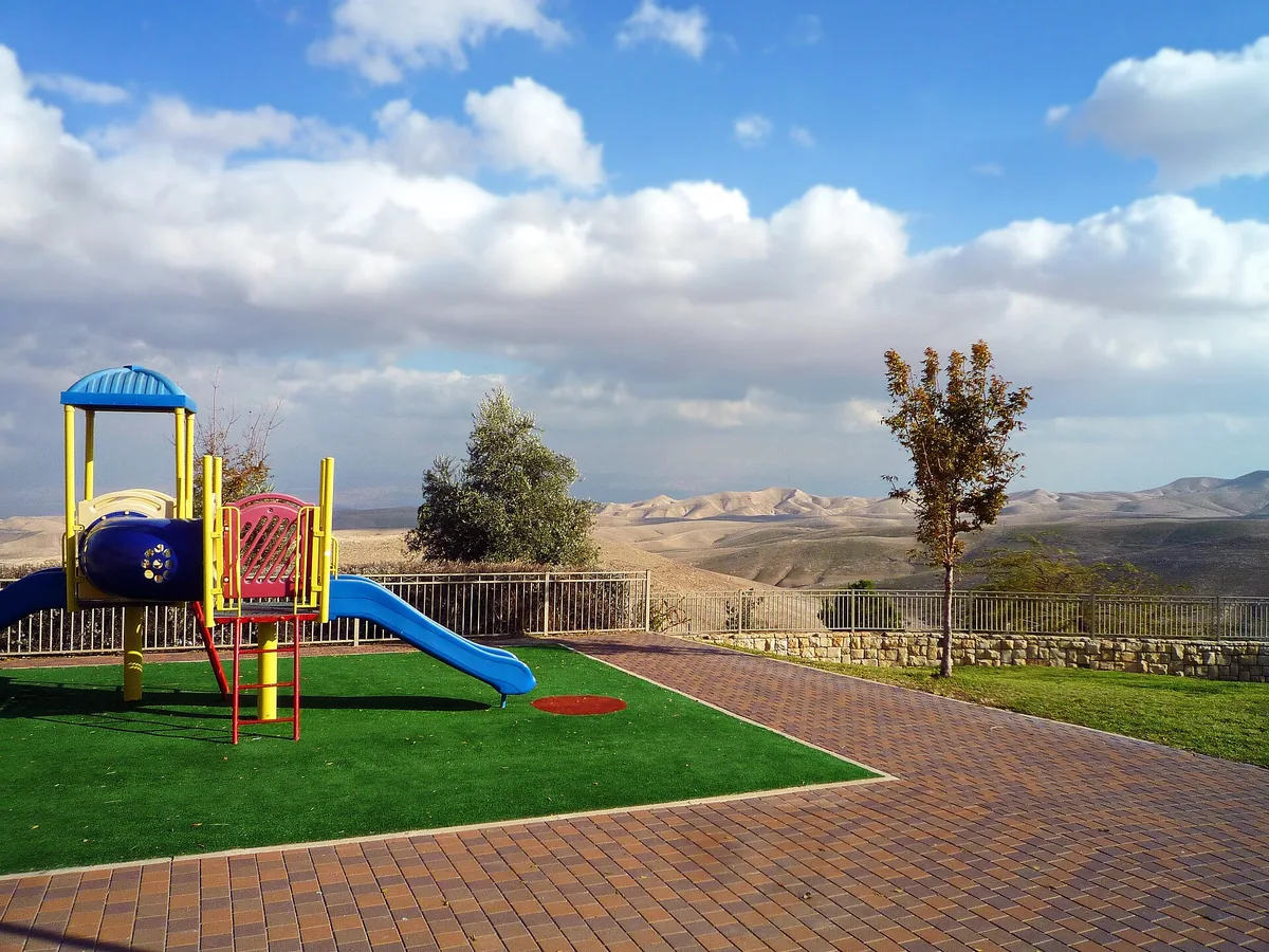 A playground in Nofei HaSela with a view over the Judean Desert